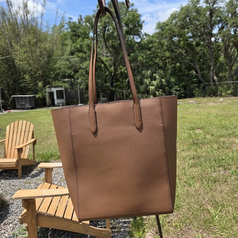 Michael Kors Vincent Large Saffiano Leather Tote Bag with Card Case Camel Brown - Picture 10 of 16